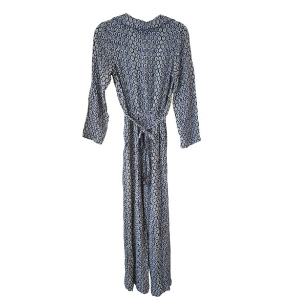 Blank London Anthropologie Seine Blue Motif Jumpsuit Flowy Women's Petite XS - Picture 4 of 12